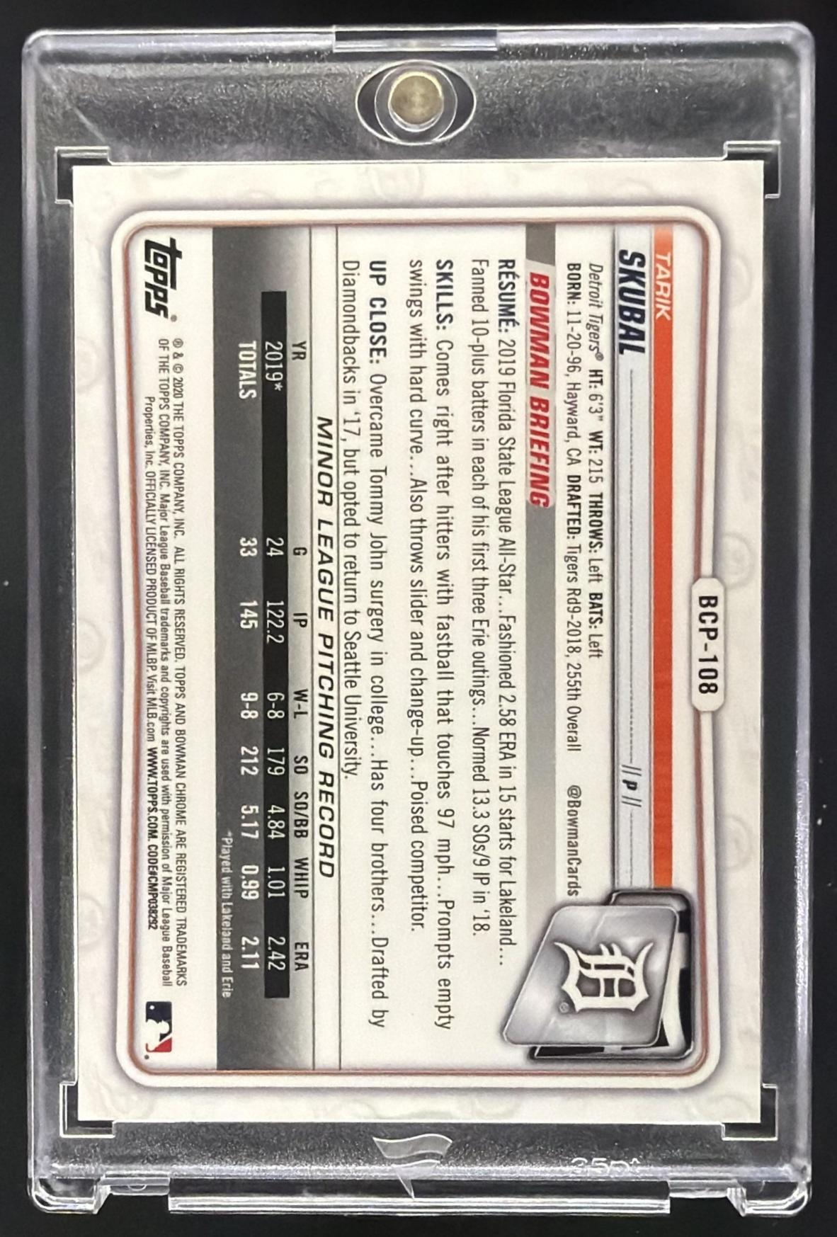 2020 Bowman Tarik Skubal #BCP-108 Chrome Prospects Green Refractor 47/99