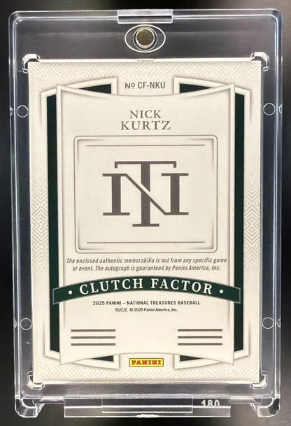 2025 Panini National Treasures Nick Kurtz #CF-NKU Clutch Factor Signatures Patch Auto /49