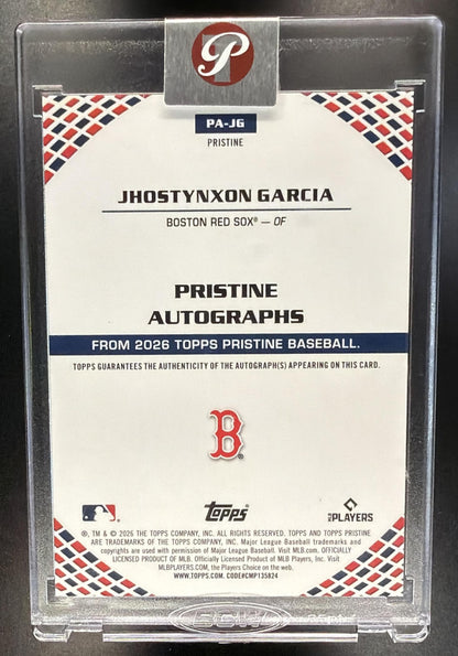 2026 Topps Pristine Jhostynxon Garcia #PA-JG Auto /5 Red Refractor RC