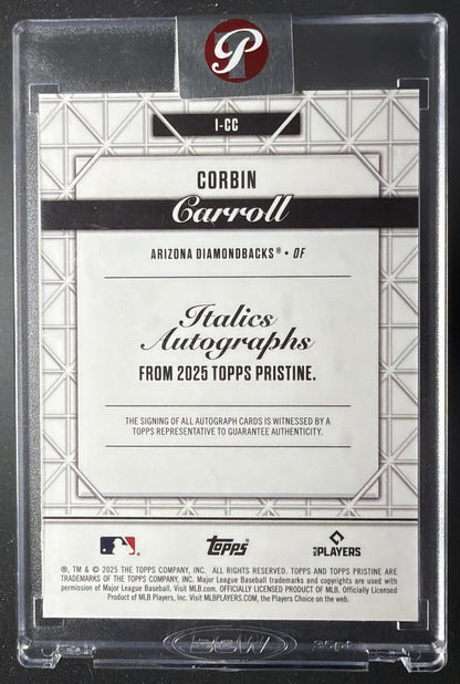 2025 Topps Pristine Corbin Carroll #I-CC Italics Auto Blue Refractor 71/75