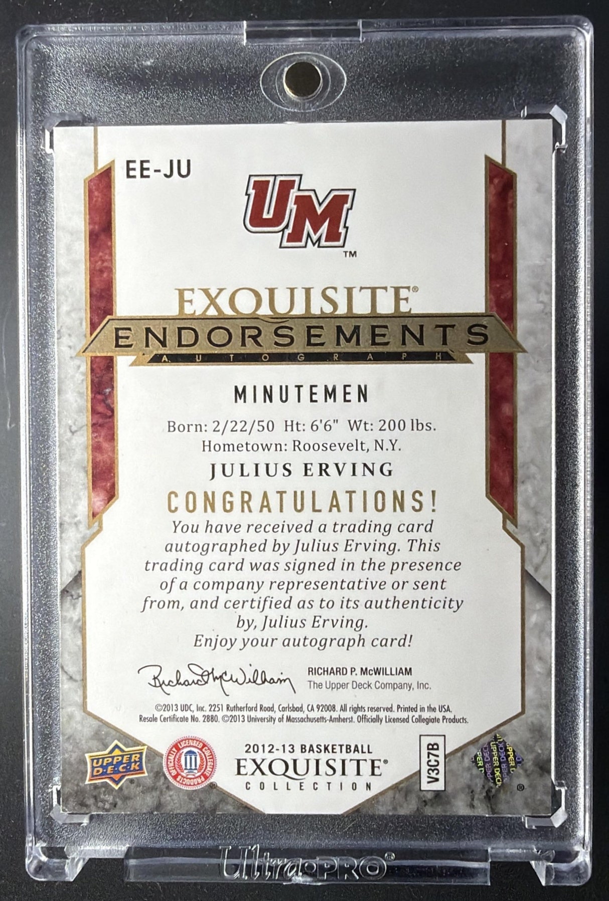 2012-13 Panini Exquisite Julius Erving #22 Marks of Fame Auto /25