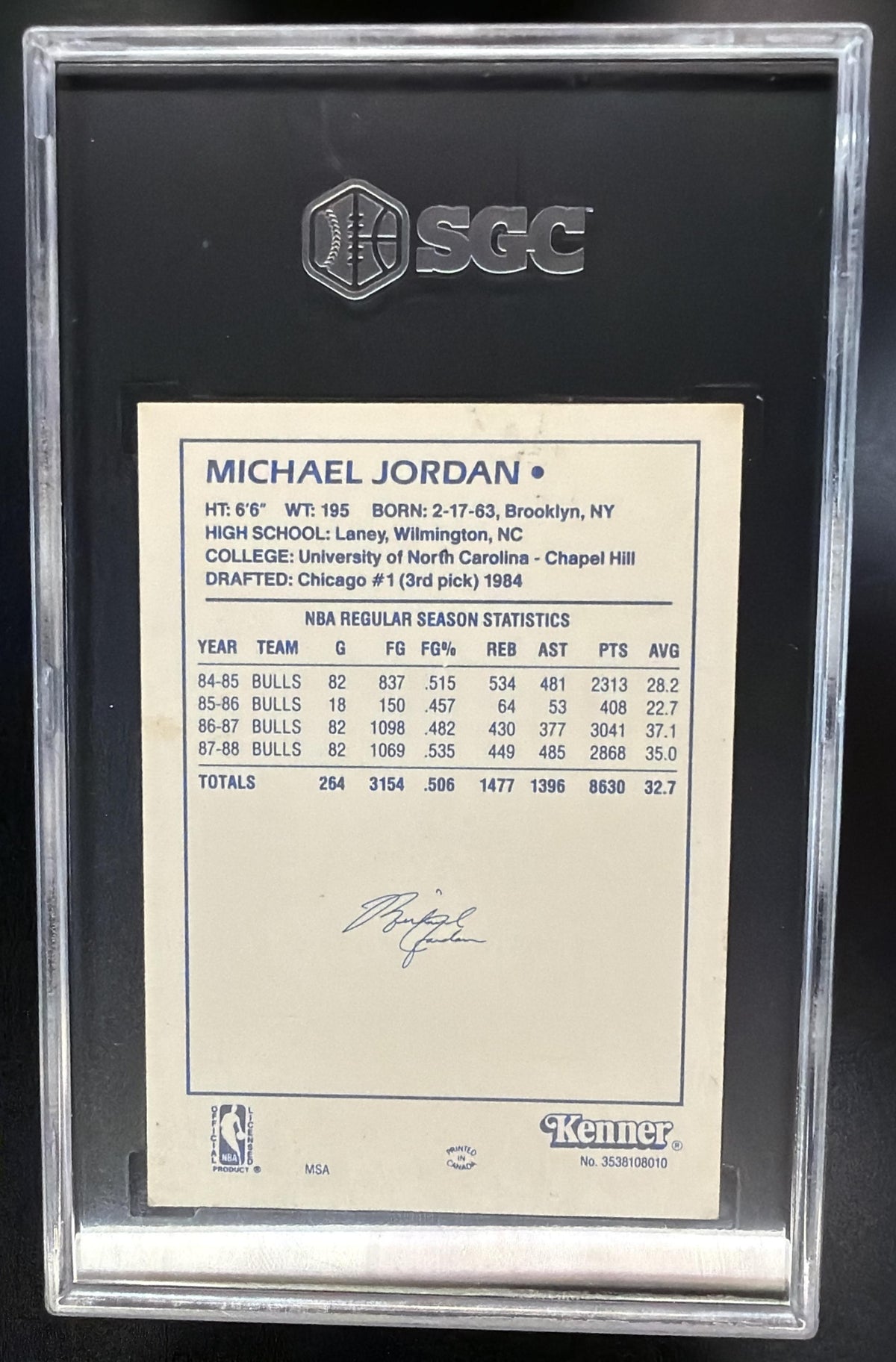 1988 Kenner Starting Lineup Cards Michael Jordan SGC 7
