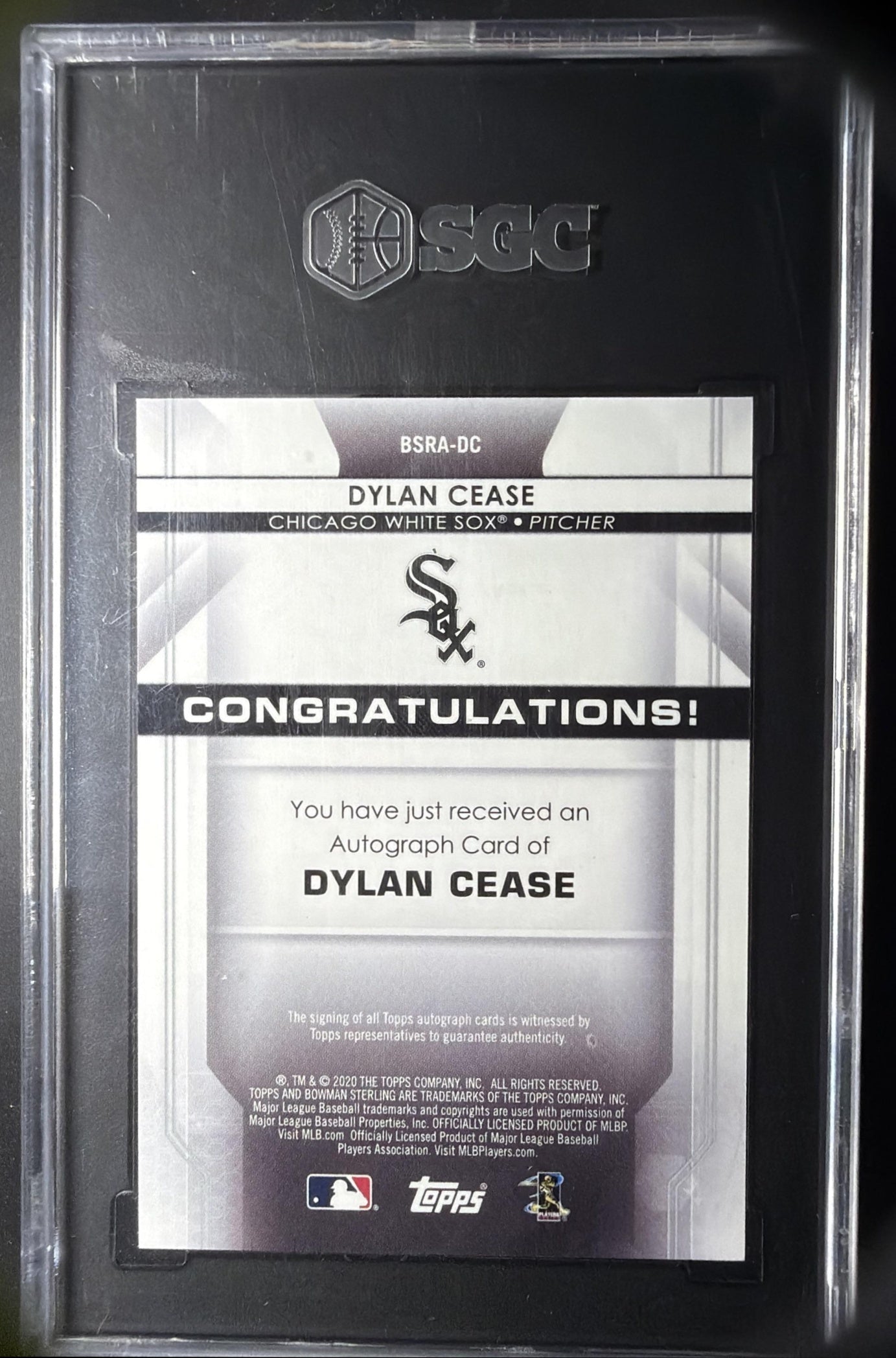 2020 Bowman Sterling Dylan Cease #BSRA-DC Rookie Auto Gold 17/50 RC SGC 10