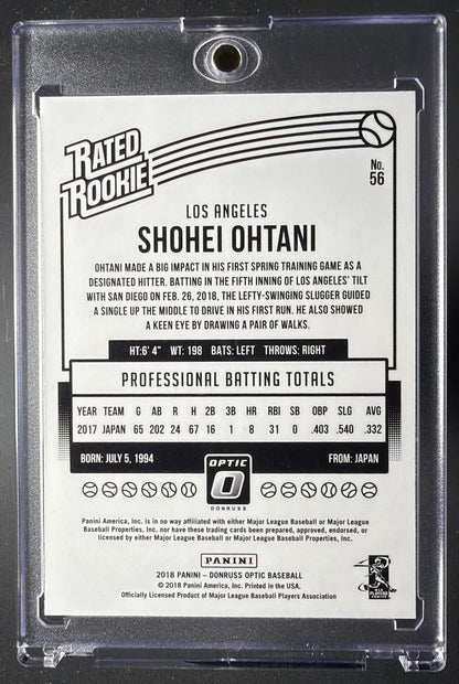 2018 Panini Donruss Optic Shohei Ohtani #56 RC Rated Rookie