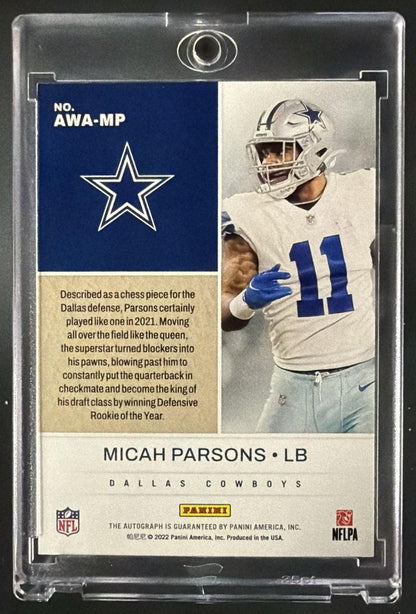 2022 Panini Impeccable Micah Parsons #AWA-MP Award Winners Auto