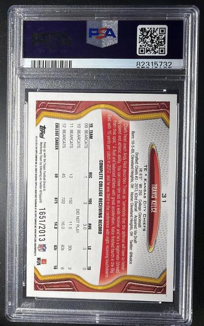 2013 Topps Travis Kelce #31 Gold 1651/2013 RC PSA 9