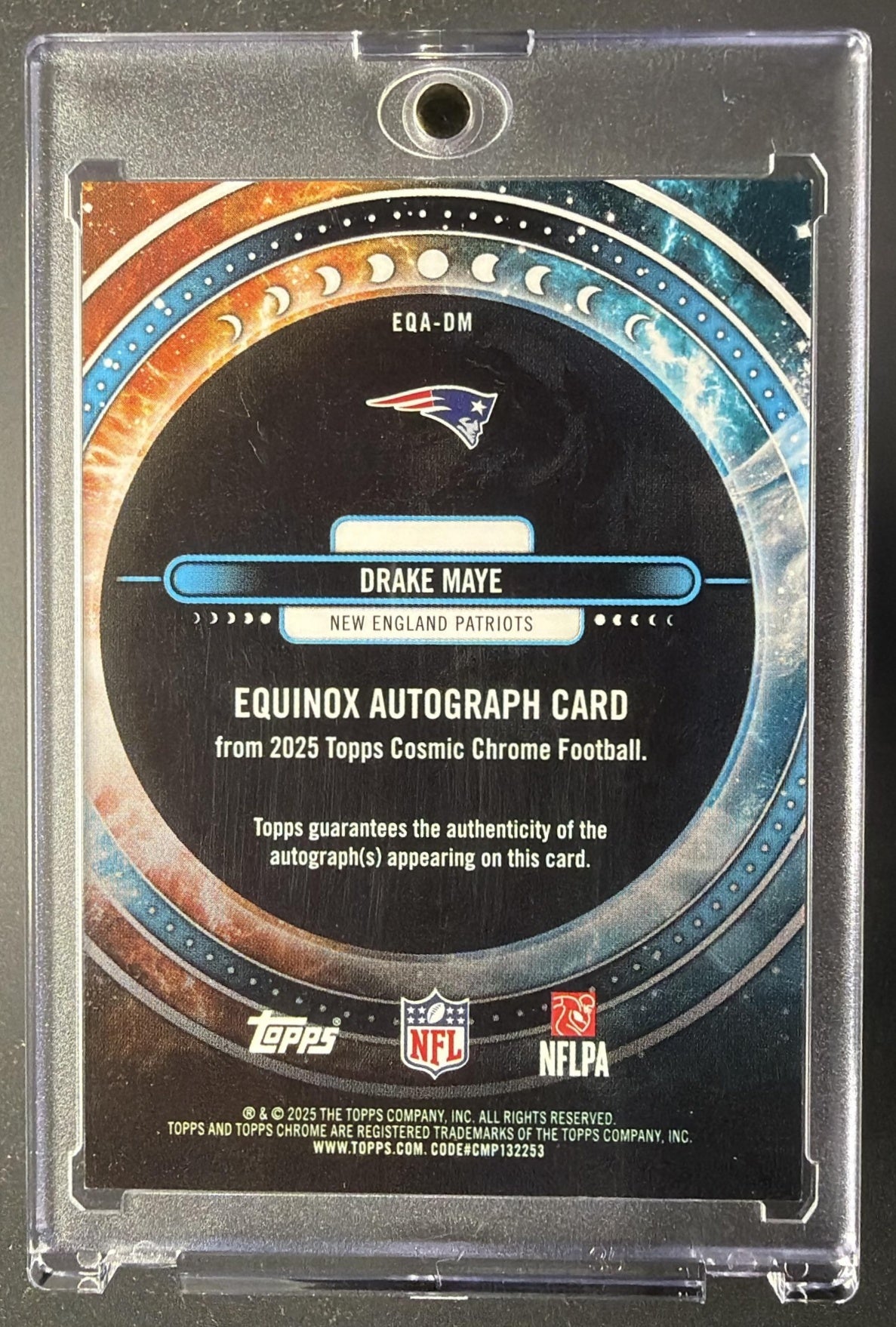 2025 Topps Cosmic Chrome Drake Maye #EQA-DM Equinox Auto Gold Interstellar Refractor /50
