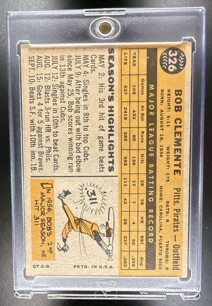 1960 Topps Roberto Clemente #326 VG-EX