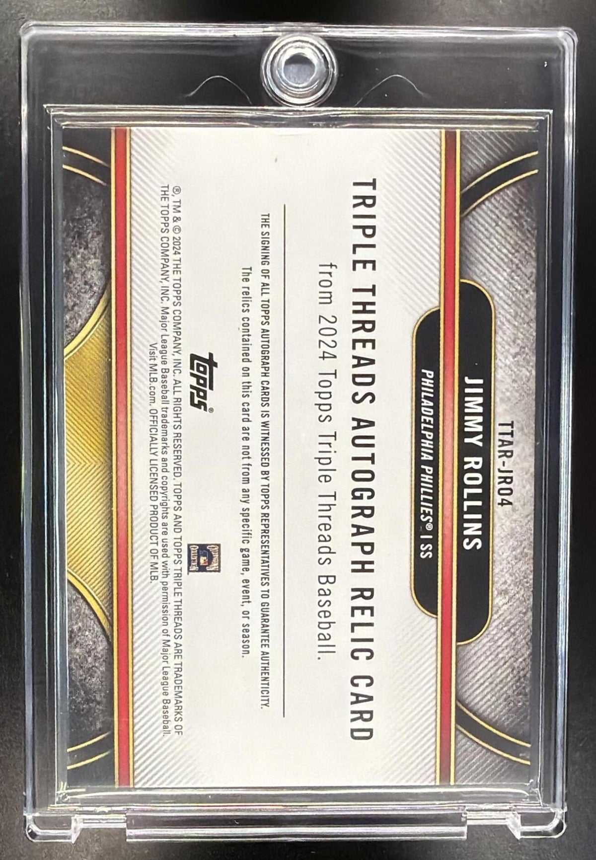 2024 Topps Triple Threads Jimmy Rollins #TTAR-JRO1 Auto Relics Green /18