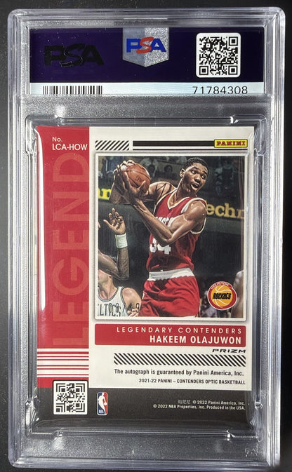 2021 Panini Contenders Optic Hakeem Olajuwon #LCA-HOW Legendary Auto /49 PSA 9