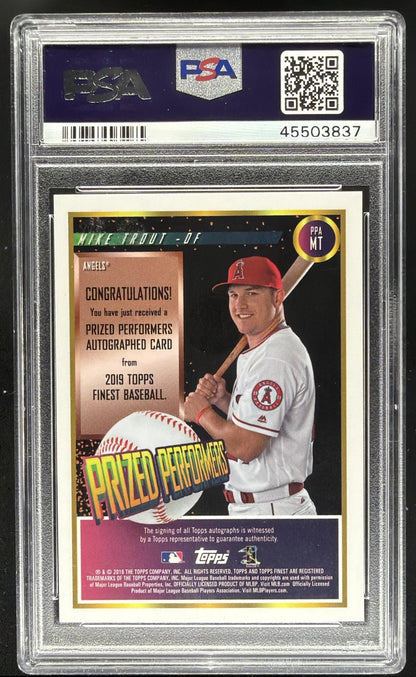2019 Topps Finest Mike Trout #FOA-MT Origins Auto Orange 6/25 PSA 10