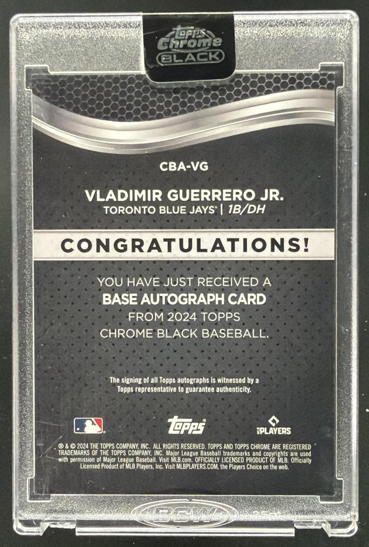 2024 Topps Chrome Black Vladimir Guerrero Jr. #CBA-VG Auto Orange Refractor /25