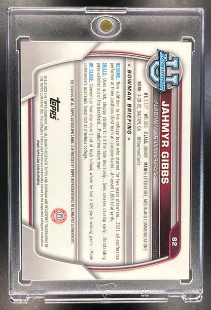 2022 Bowman University Chrome Jahmyr Gibbs #82 Prospect Auto RC