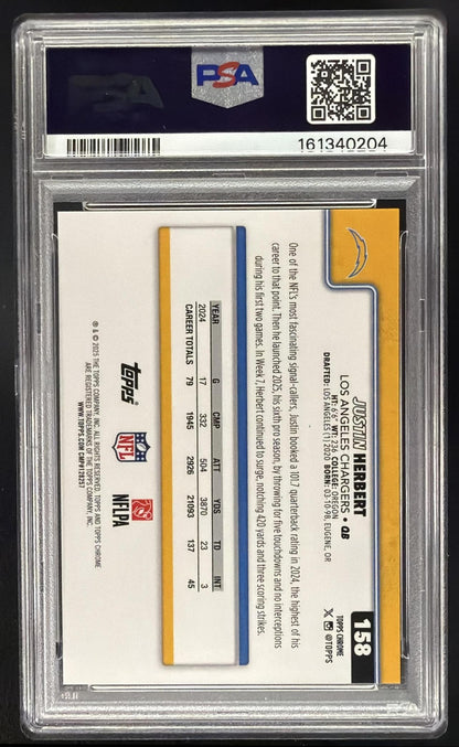 2025 Topps Chrome Justin Herbert #158 Gold Refractor 37/50 PSA 9