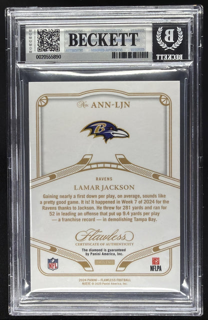 2024 Panini Flawless Lamar Jackson #ANN-LJN 10th Year Anniversary 1/5 BGS 8.5