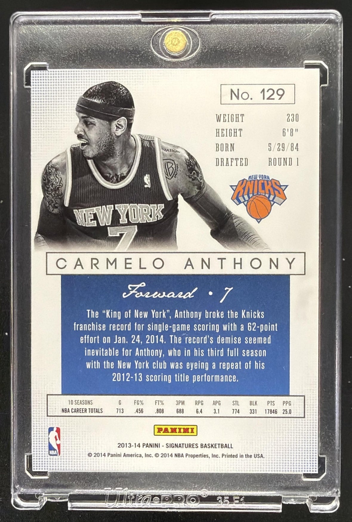 2013-14 Panini Signatures Carmelo Anthony #FL-CA Auto Emerald /5