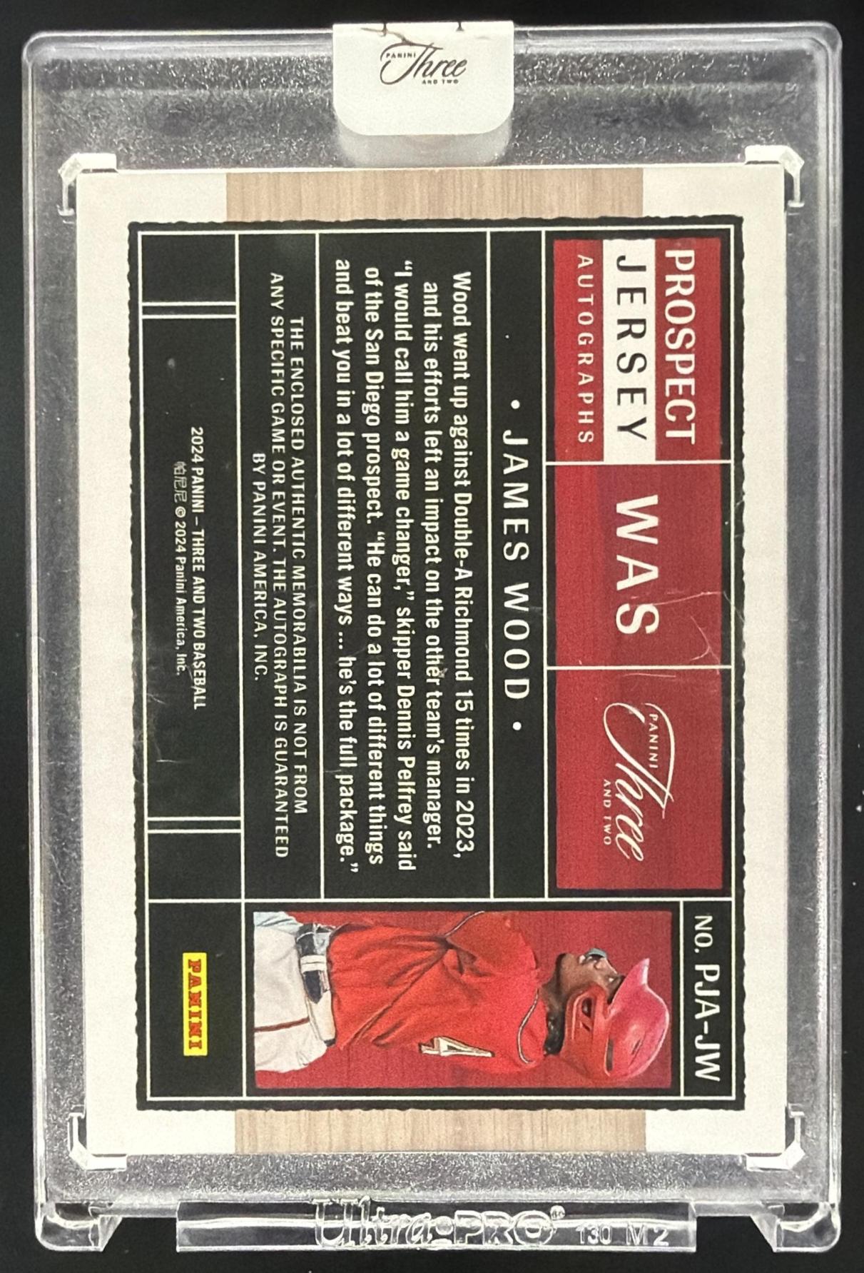 2024 Panini Three and Two James Wood #PJA-JW Prospect Jersey Auto /10