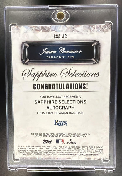 2024 Bowman Sapphire Junior Caminero #SSA-JC Selections Auto /50 RC