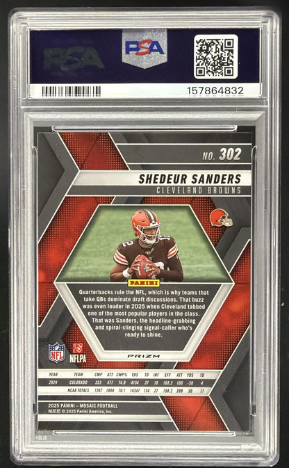 2025 Panini Mosaic Shedeur Sanders #302 Rookies Genesis Prizm RC PSA 10