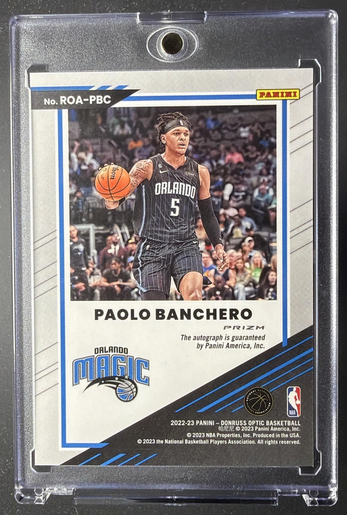 2022 Panini Donruss Optic Paolo Banchero #ROA-PBC Rookie Optic Auto RC