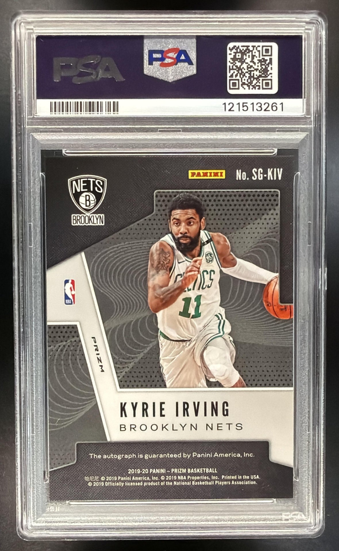 2019 Panini Prizm Kyrie Irving #SG-KIV Signatures Prizms Premium Blue Shimmer Auto PSA 10