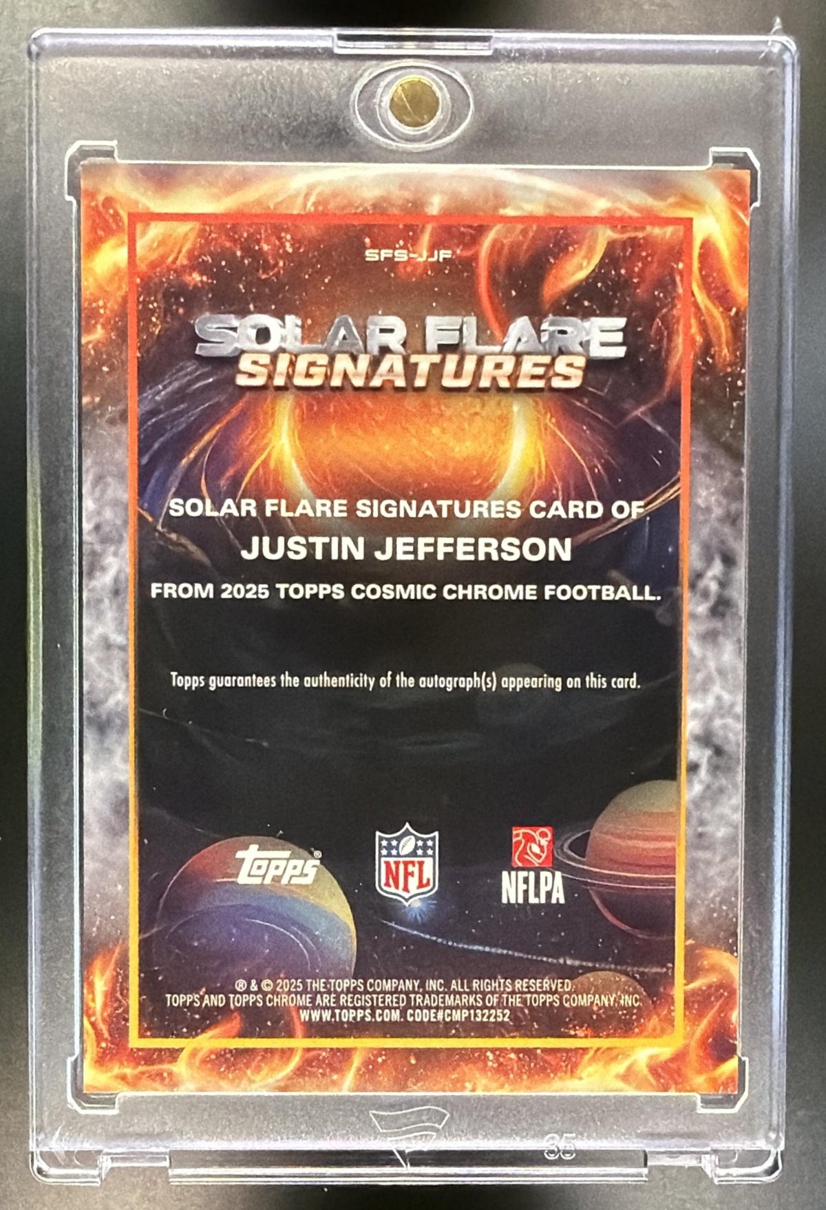 2025 Topps Cosmic Chrome Justin Jefferson #SFS-JJF Solar Flare Signatures /99 Auto