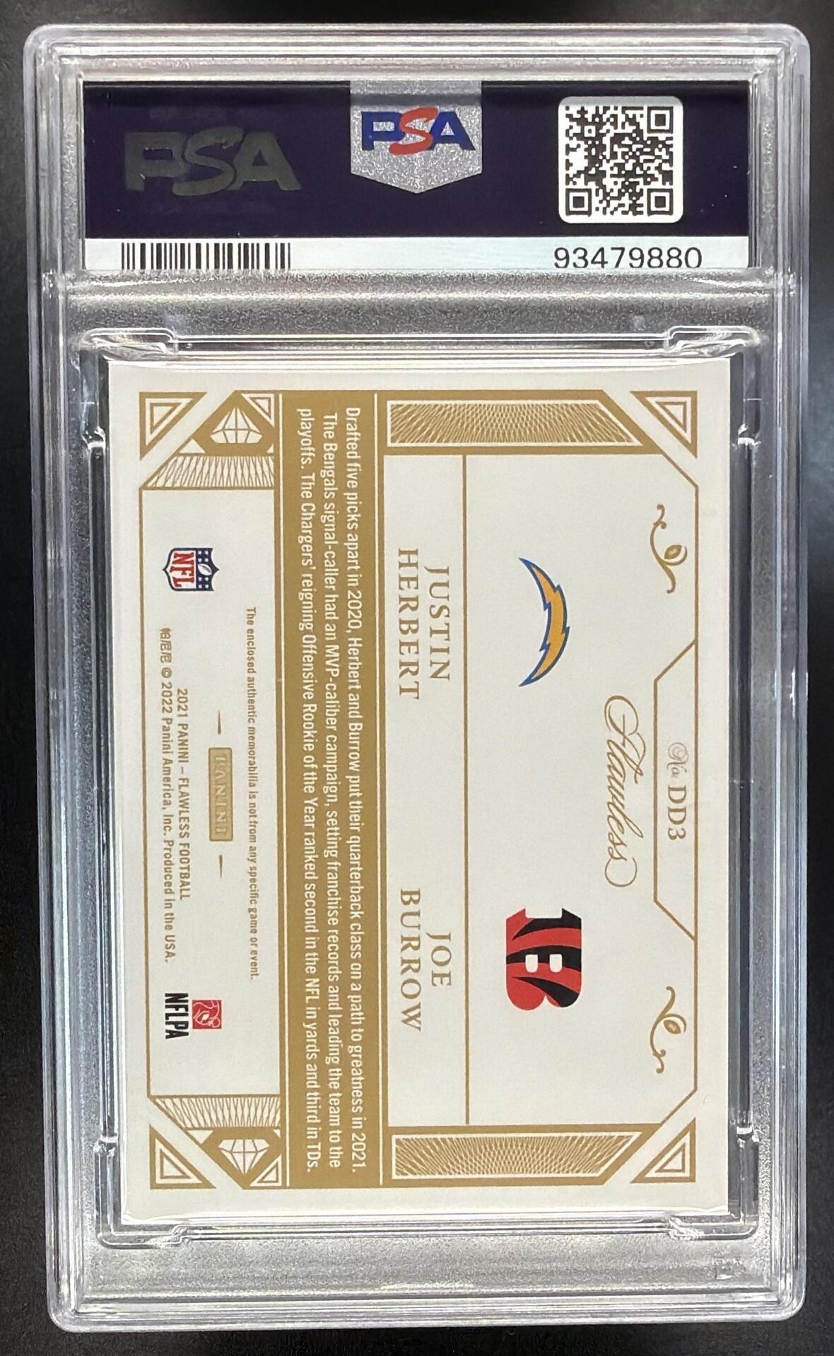 2020 Panini Flawless Justin Herbert #DD3 Dual Ruby Patch /15 PSA 9