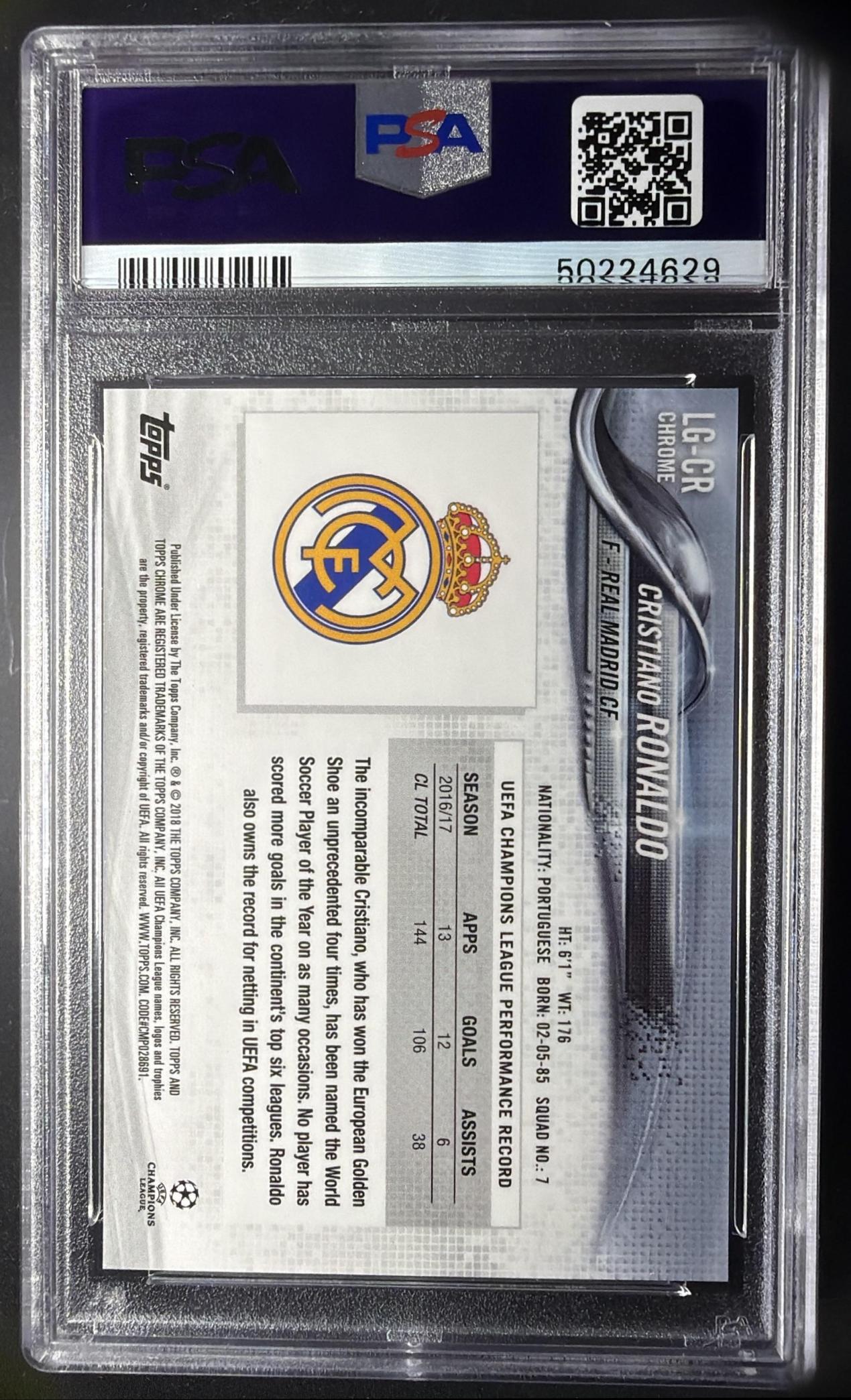 2018 Topps Museum Collection UEFA Champions League Cristiano Ronaldo #75 Promo Sample PSA 9