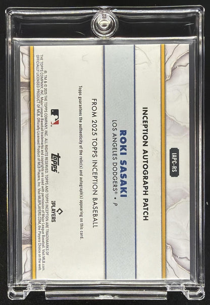2025 Topps Inception Roki Sasaki #IAPC-RS Auto Patches Gold 24/50 MEM RC