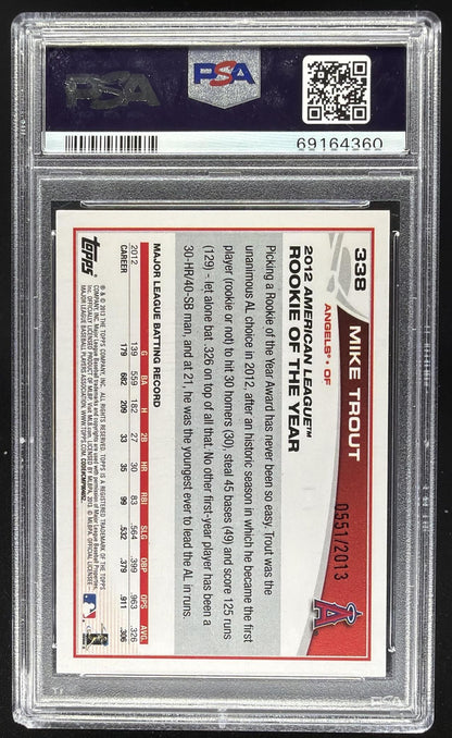 2013 Topps Mike Trout #338 Gold 551/2013 PSA 9