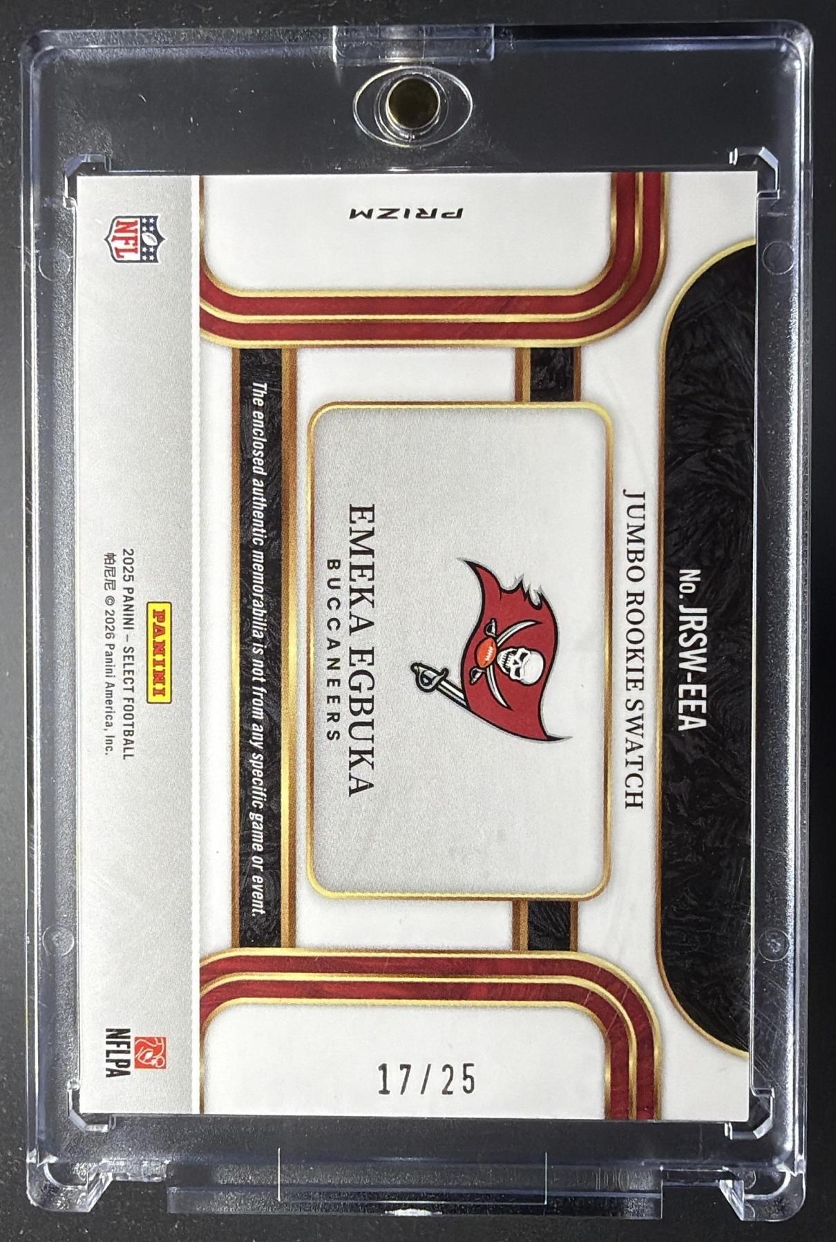 2025 Panini Select Emeka Egbuka #JRSW-EEA Jumbo Rookie Swatch Tie Dye /25 RC