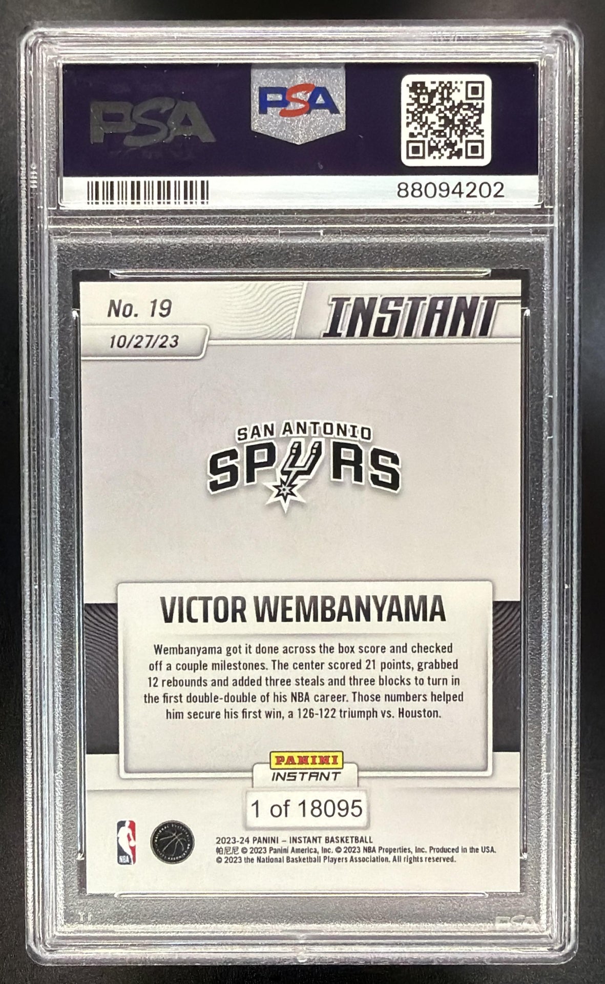 2023-24 Panini Instant NBA Victor Wembanyama #19 RC PSA 10