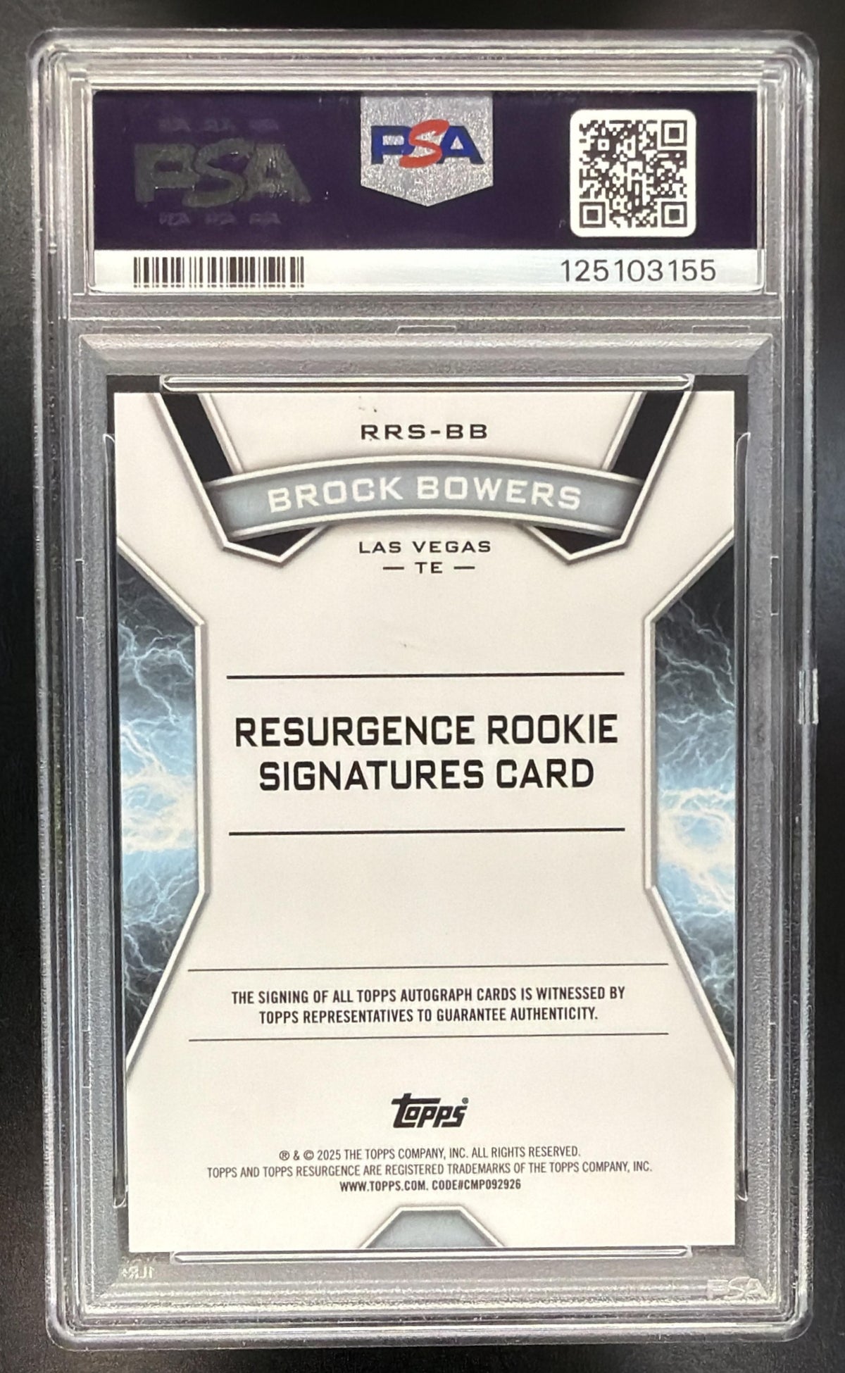 2024 Topps Resurgence Brock Bowers #RRS-BB Rookie Signature /249 RC Auto PSA 9