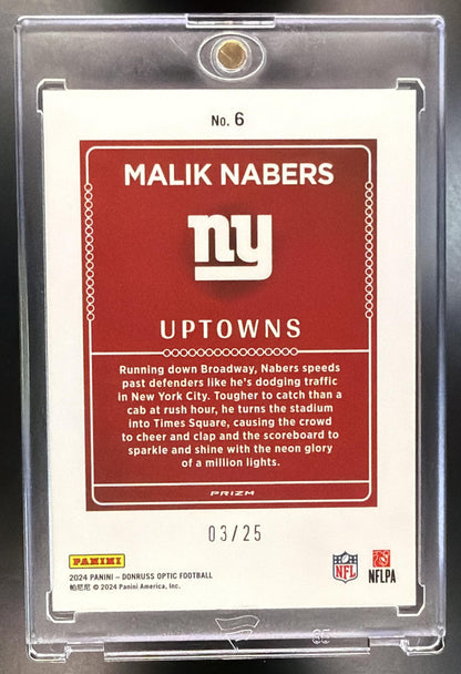 2024 Panini Donruss Optic Malik Nabers #6 Uptown RC SSP White Pandora /25