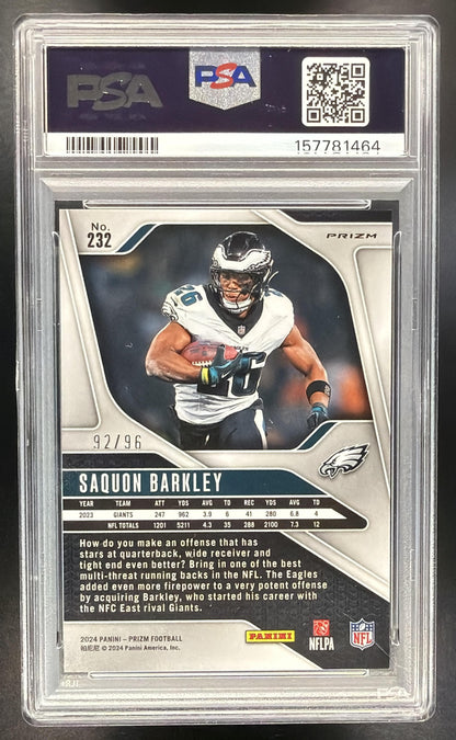 2024 Panini Prizm Saquon Barkley #232 Blue Sparkle 92/96 PSA 10