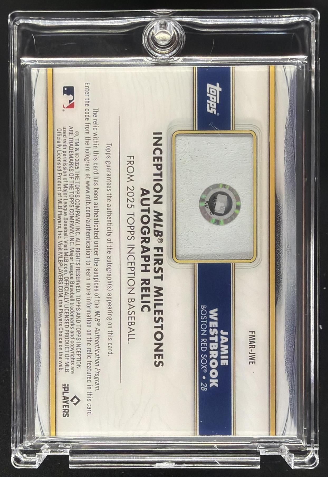 2025 Topps Inception Jamie Westbrook #FMAR-JWE MLB First Milestone Auto Patch /5