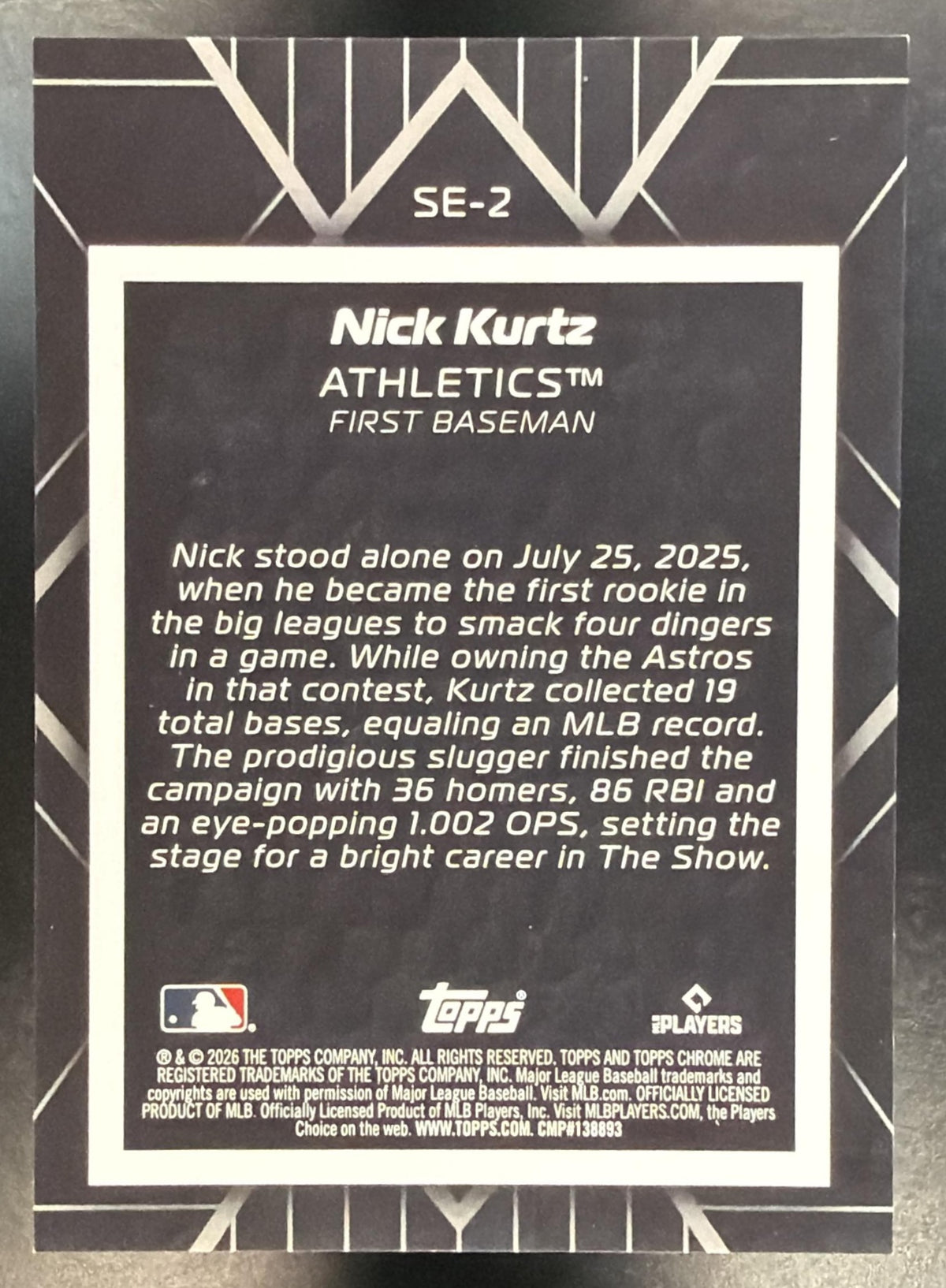 2026 Topps Chrome Nick Kurtz #SE-2 Shadow Etch Orange Refractor 3/25
