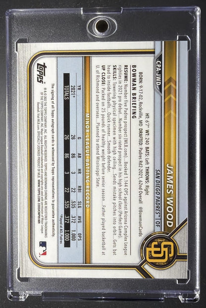 2022 Bowman James Wood #CPA-JWD Chrome Prospect Auto Purple Refractor 185/250