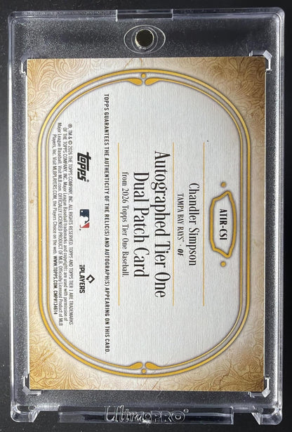 2026 Topps Tier One Chandler Simpson #AT1R-CSI Auto Relic Dual Patch 4/10