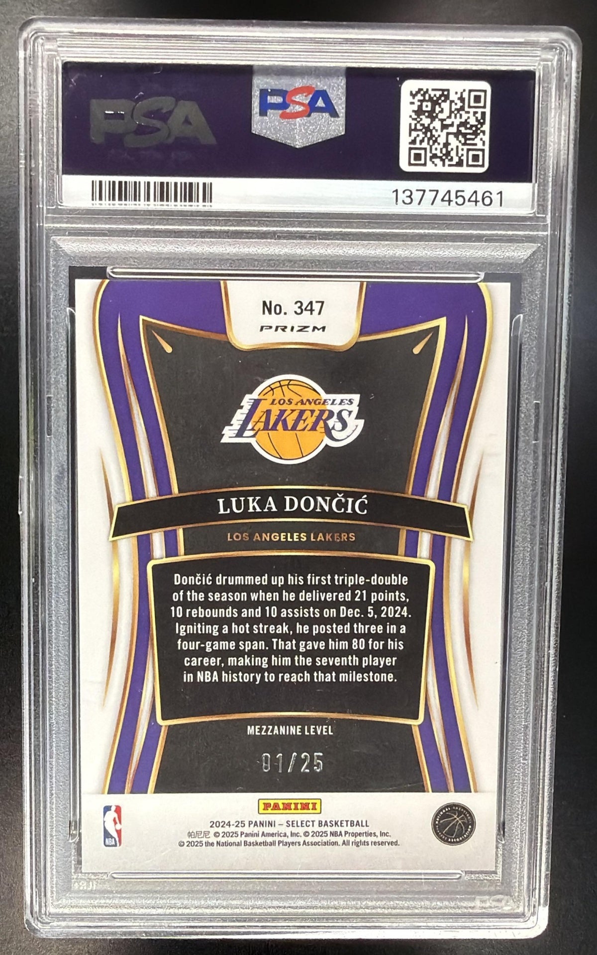 2024-25 Panini Select Luka Doncic #347 Mezzanine Tie-Dye Prizm 1/25 PSA 10