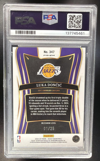 2024-25 Panini Select Luka Doncic #347 Mezzanine Tie-Dye Prizm 1/25 PSA 10