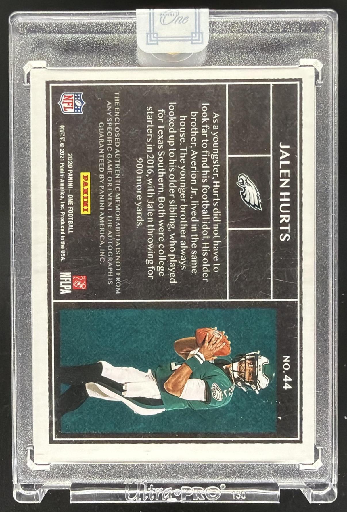 2020 Panini One Jalen Hurts #44 Red 23/25 RC Patch Auto