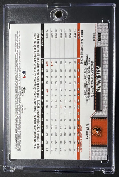 2026 Topps Chrome Pete Alonso #55 Image Variation Orange Refractor 13/25