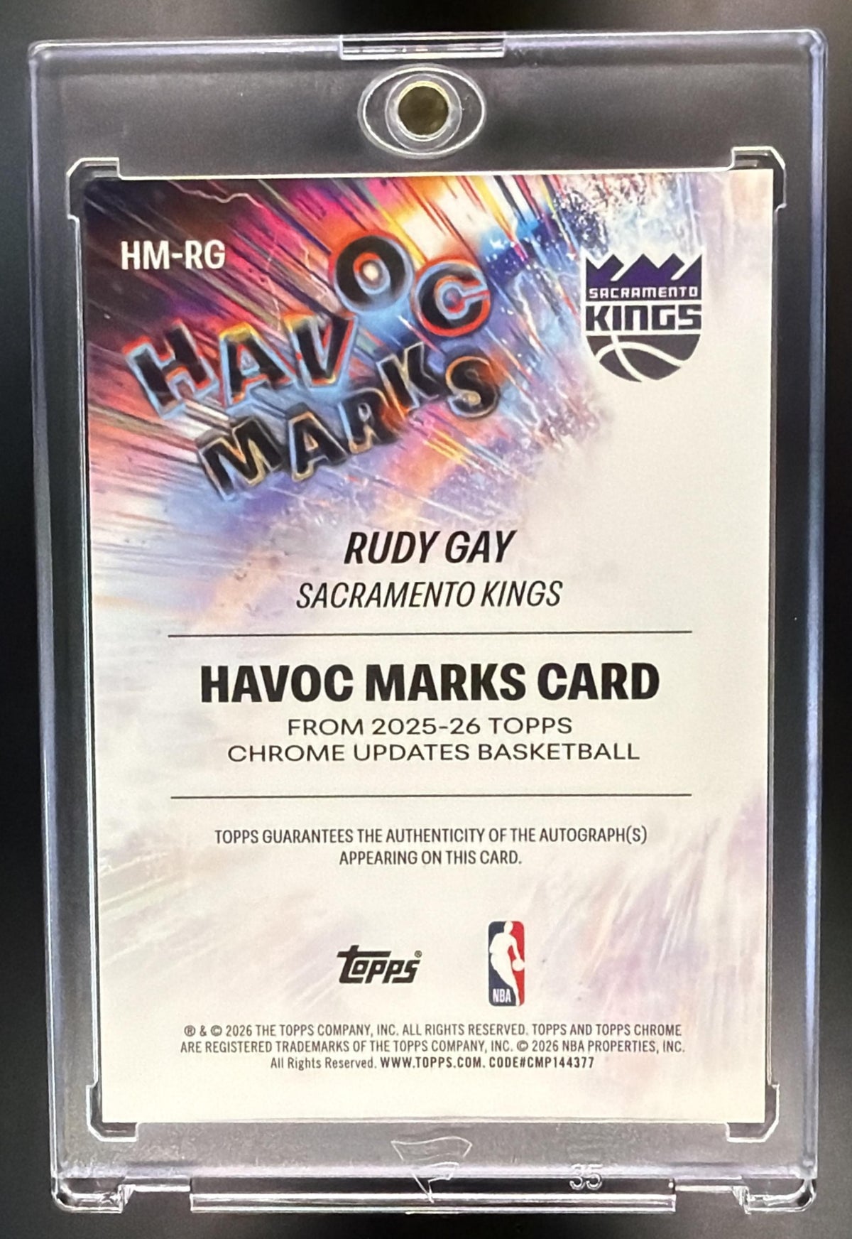 2025-26 Topps Chrome Update Rudy Gay #HM-RG Havoc Marks Red /5 Auto
