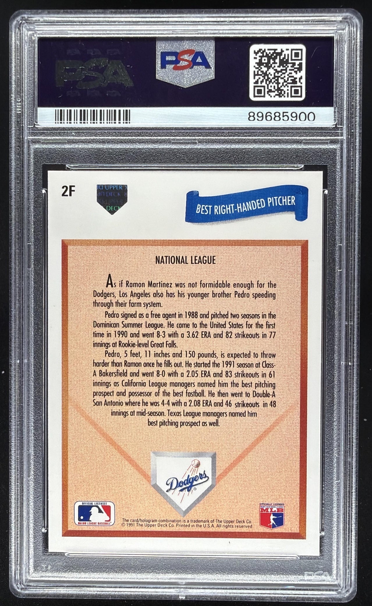 1991 Upper Deck Final Edition Pedro Martinez #2F RC PSA 10