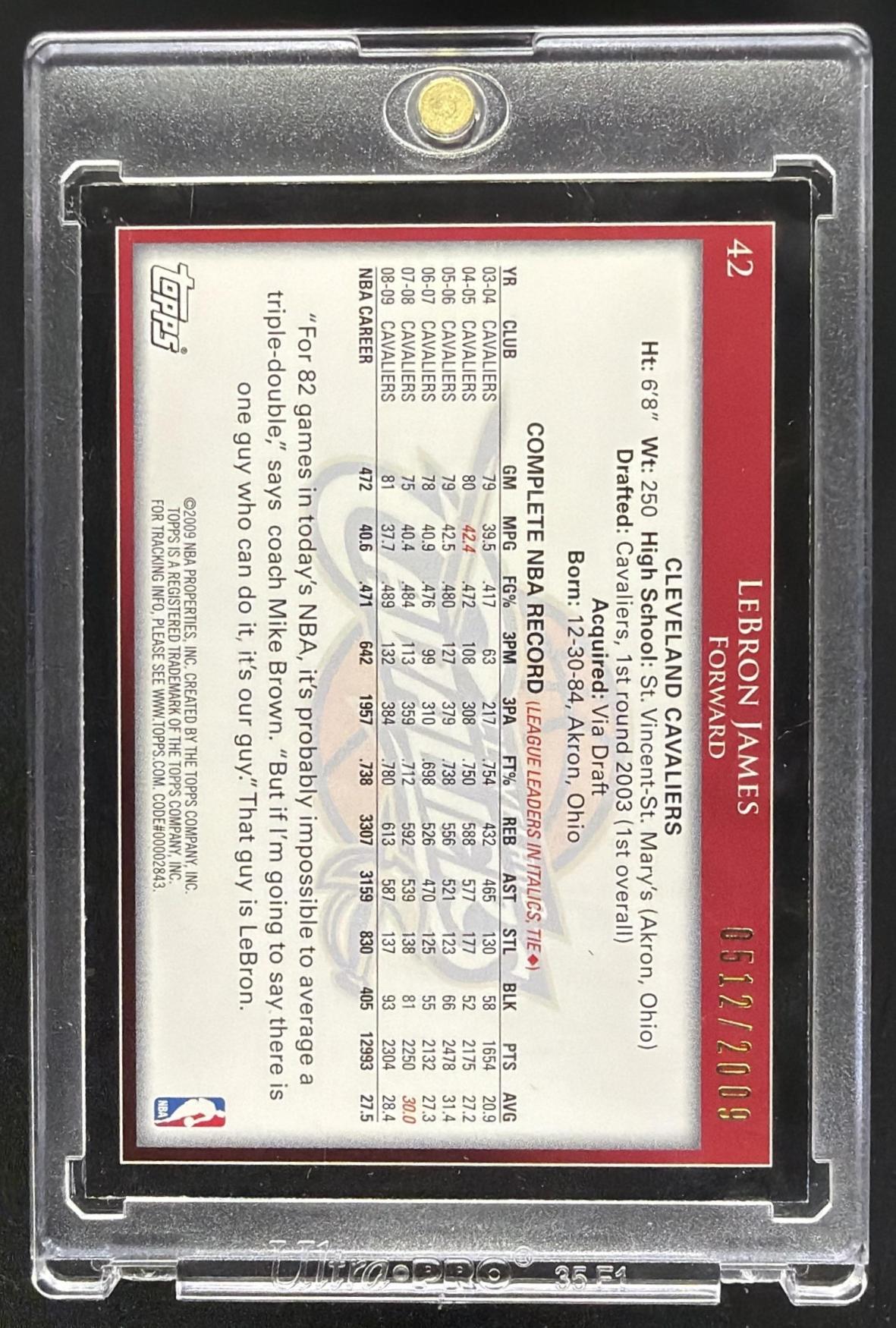2009-10 Topps LeBron James #42 Gold 512/2009