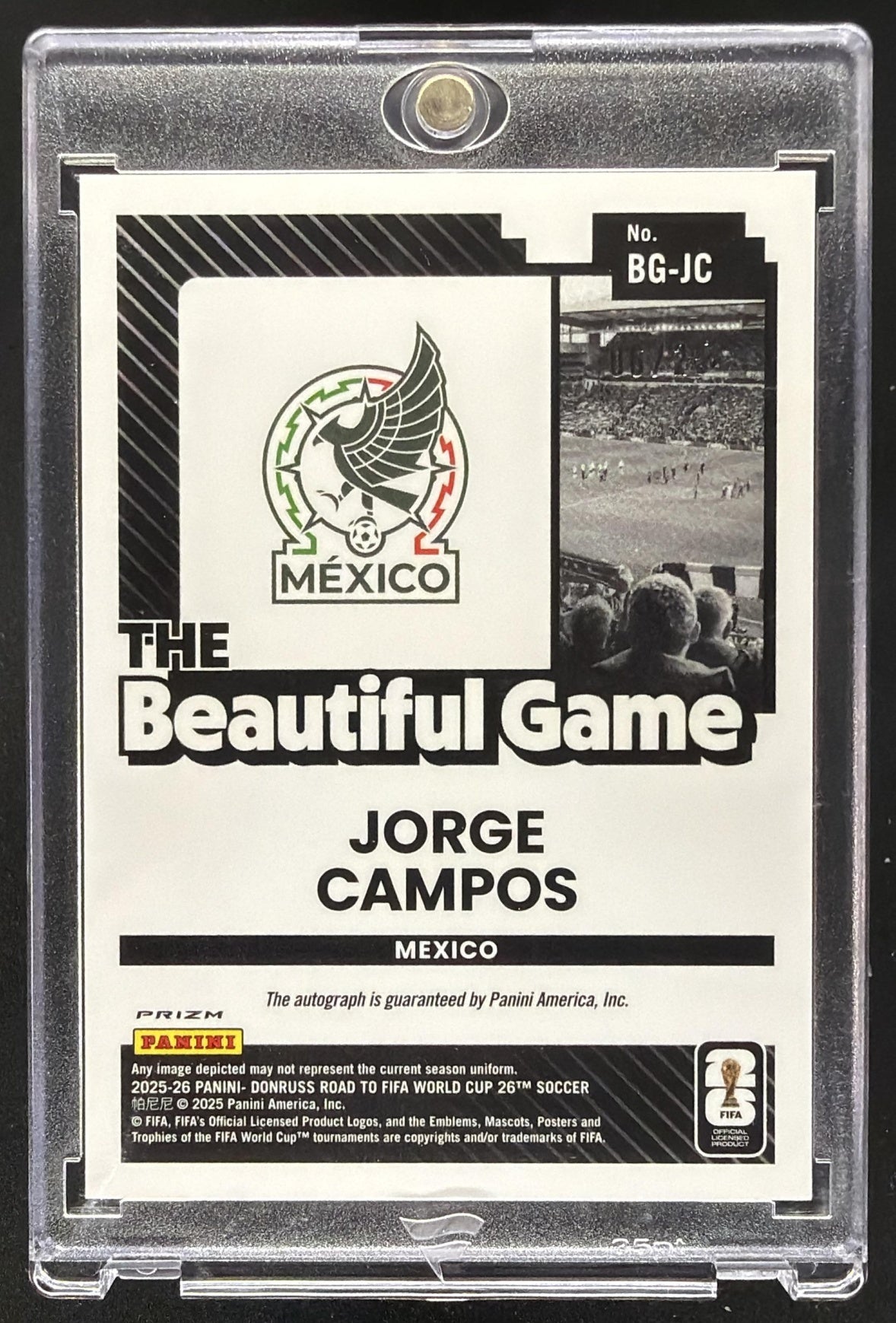 2025 Panini Donruss Road to FIFA World Cup 26' Jorge Campos #BG-JC Auto Purple /25