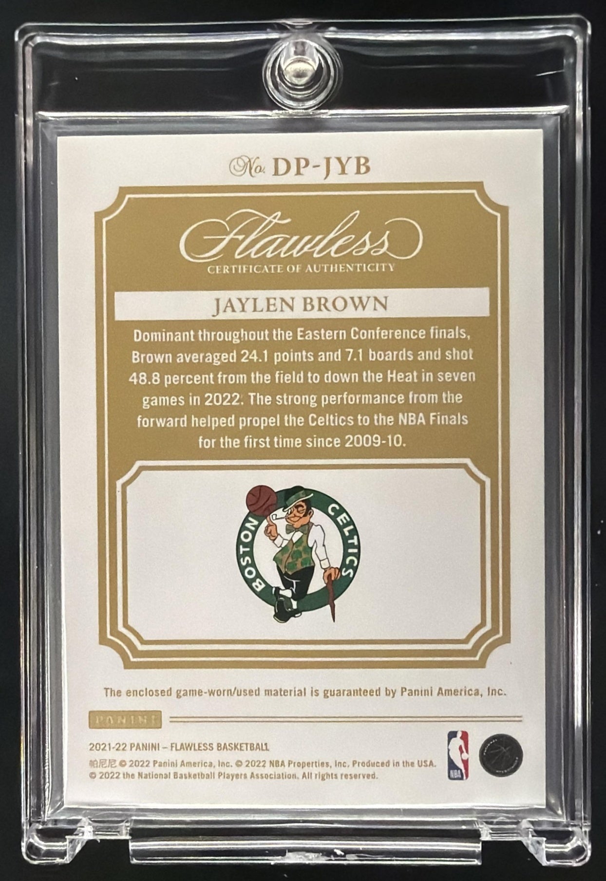2021-22 Panini Flawless Jaylen Brown #DP-JYB Dual Patches /5