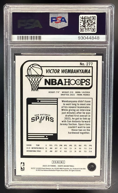 2023-24 Panini Hoops Victor Wembanyama #277 Teal Explosion RC PSA 10
