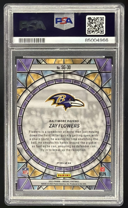 2023 Panini Mosaic Zay Flowers #SG-30 Stained Glass RC PSA 10